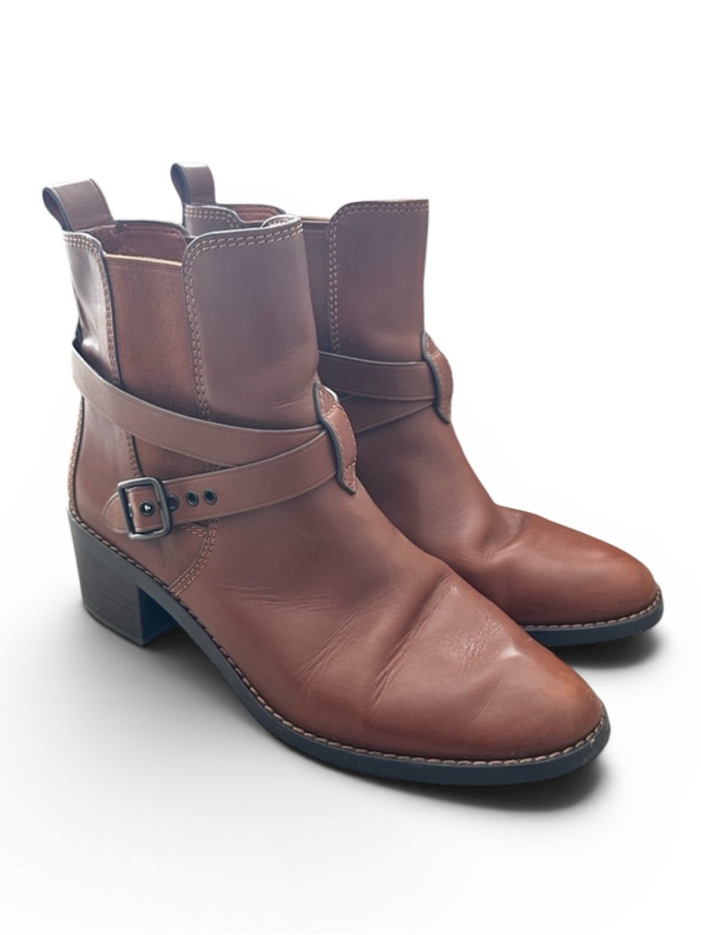 Coach Chelsea Dark Saddle Buckle Ankle Heel Booties Womens Boot
Size 11